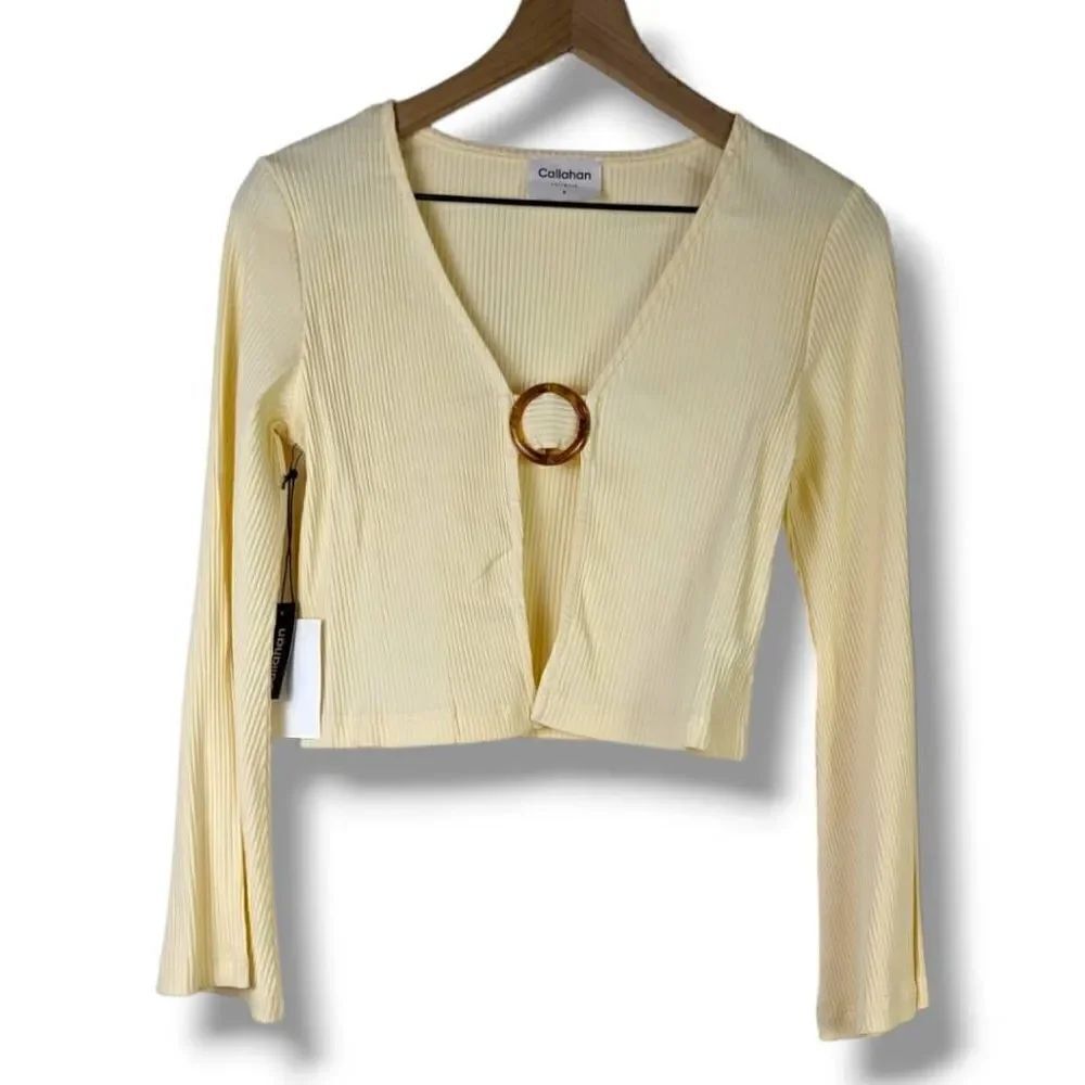 Callahan Knitwear Women's O-ring Front Vera Top Cream Small - Picture 8 of 13